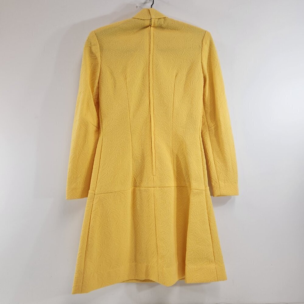 Vintage Handmade Mustard Yellow Long Sleeve Dress with Button Detail Mod 70s - Picture 4 of 9